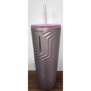 NEW 2025 Starbucks Soft Rose Soft Touch Geometric Stainless Steel 24oz Cold Cup